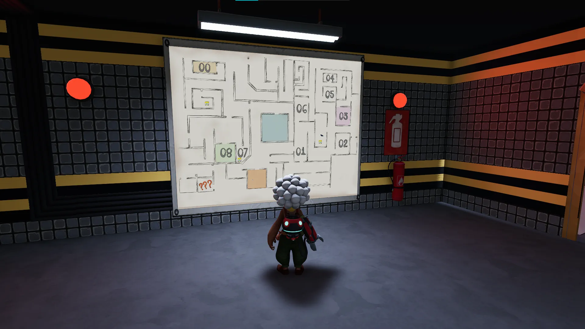 Nina trying solve a puzzle in the maze Image